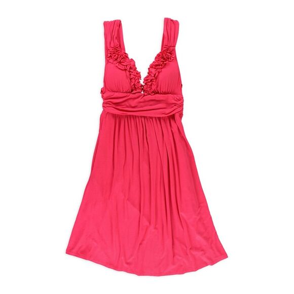 Kenneth Cole Womens Ruffled Cover Up Bikini Swim Top, watermelon, S - Picture 1 of 1